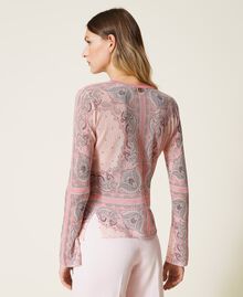 Ribbed jumper with bandanna print "Bouquet” Pink Bandanna Print Woman 221TP3391-04
