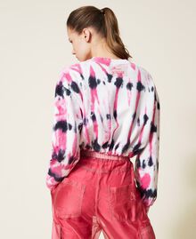 Cropped sweatshirt with tie-dye print Neon Pink Tie & Dye Woman 221AT256A-05