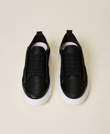 Leather and lace trainers Black Woman 222TCP020-05