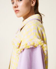 Houndstooth jacket with removable sleeves "Pastel Lilac" / Vivid Yellow Houndstooth Woman 221AT2270-06