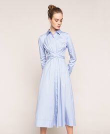 Long poplin shirt dress Sky Blue Woman 201MP218C-03