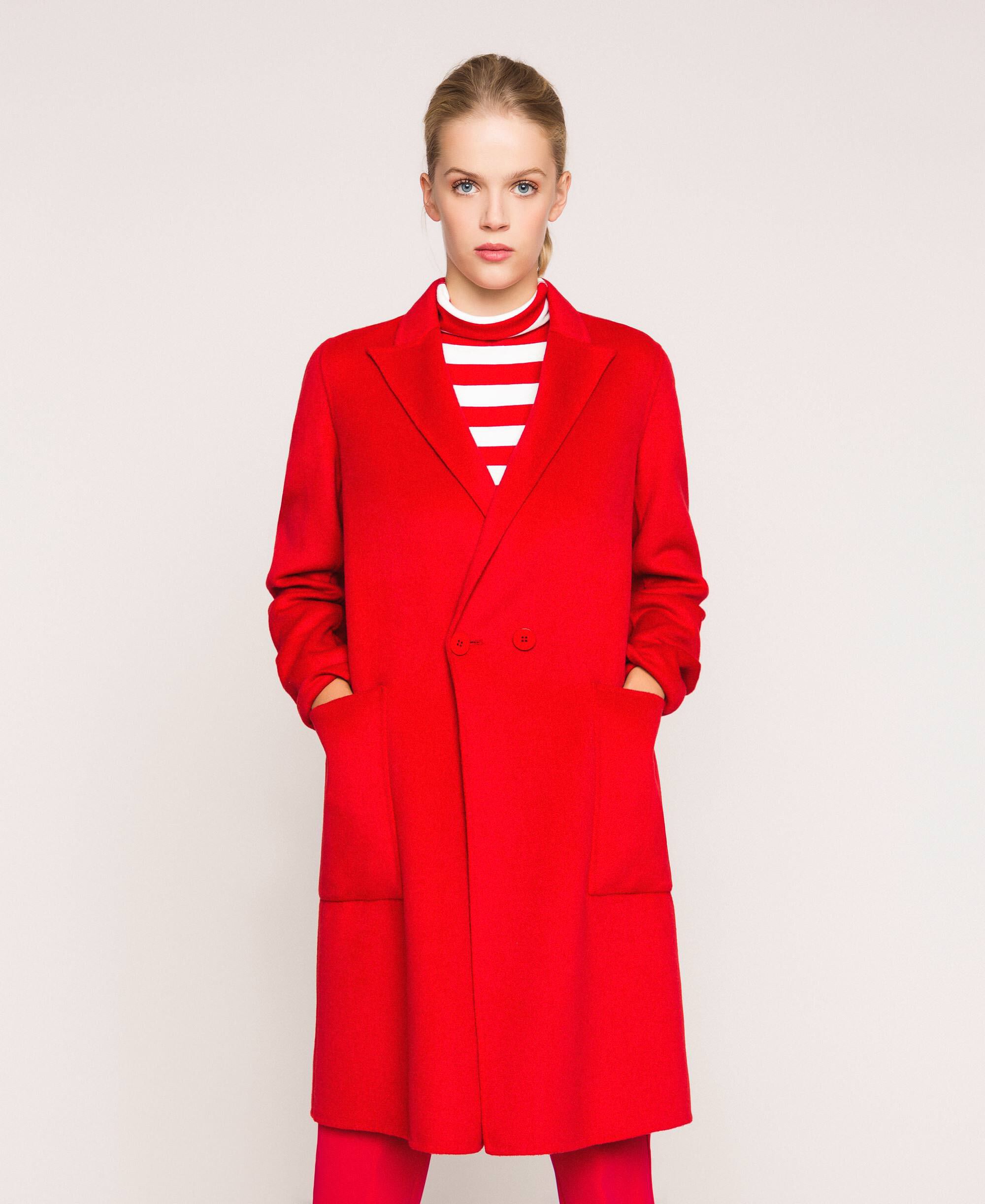 Double wool cloth coat Woman, Red | TWINSET Milano