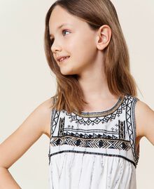 Dress with embroidery Bicolour Off White / Black Child 221GJ2100-05