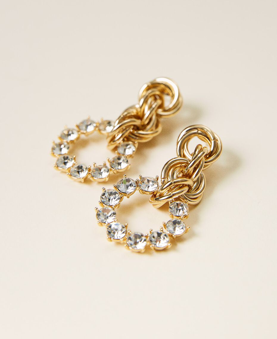 Torchon earrings with rhinestones Gold Yellow Woman 212TO5066-02