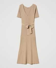 Midi dress with lurex knit “Pale Hemp” Beige Woman 231TP320A-0S