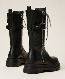 MYFO high top leather combat boots Black Unisex 999AQP152-04