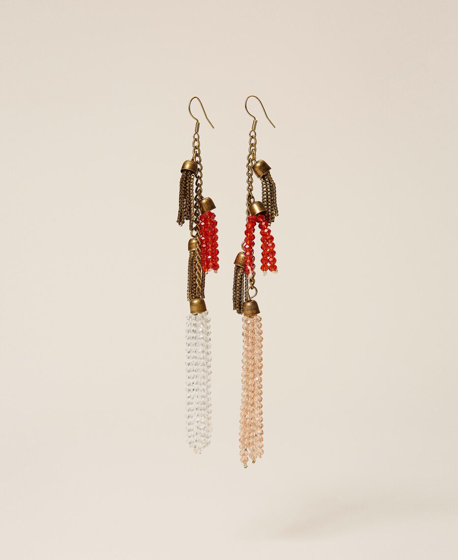 Earrings with bead tassels “Aged Coppery Brass” Gold Woman 212TA401J-01