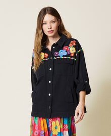 Bull jacket with multicolour flowers Black Woman 221TT2260-02