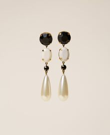 Pendant earrings with bezels Bicolour "Snow" White / Black Woman 212TA4017-01