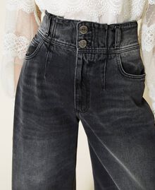 High waist cropped jeans Black Denim Woman 222TP239A-05