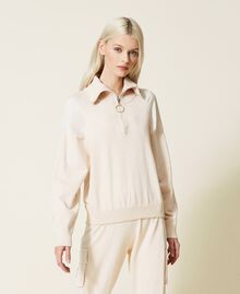 Regular jumper with inserts "Mystic White" Woman 221LL32AA-01