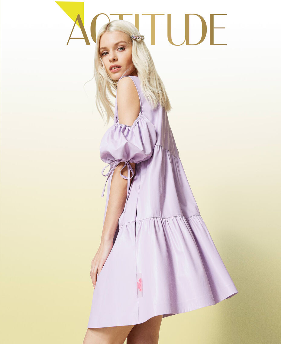 Robe en tissu enduit avec volants Violet « Pastel Lilac » Femme 221AT216C-01