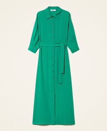 Long shirt dress with belt "Flag” Green Woman 222LI24JJ-0S