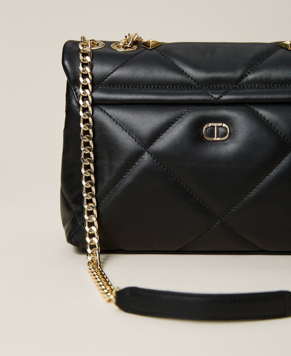 'Cara’ studded leather shoulder bag Black Woman 221TB7301-03