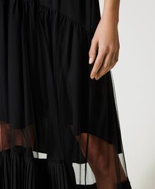 Long skirt with tulle inserts Black Woman 231LL22QQ-04