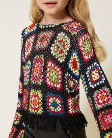 Jersey de efecto crochet multicolor Multicolor Negro Niño 222GJ309B-05
