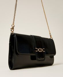 Patent leather clutch with logo Black Woman 222TB7361-02