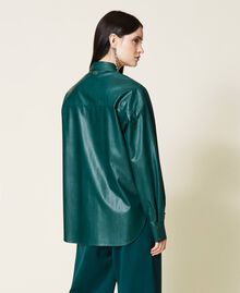 Coated fabric shirt Dark Green Woman 212TT2052-05