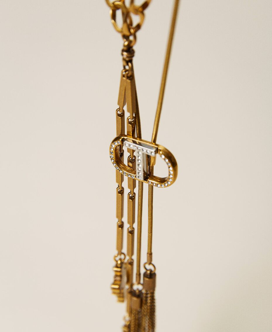 Halsketten-Set mit Choker und Rosenkranzkette „Kupfriges Altmessing“-Gold Frau 222TA4017-02