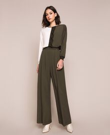 Crêpe de Chine wide trousers Elm Green Woman 201ST2016-01