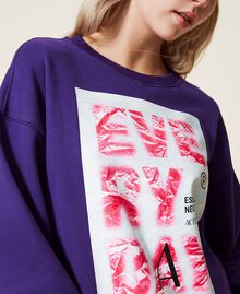 Boxy sweatshirt with print "Indigo" Purple Woman 222AP2153-05