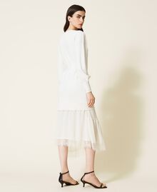 Knit and georgette long dress White Snow Woman 222TP3162-04