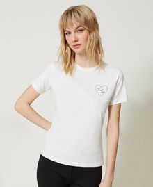 T-shirt with heart print and logo Black Woman 231LL2RFF-02