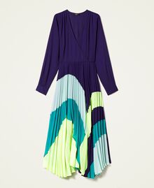 Dress with pleated colour block skirt Multicolour "Indigo" Purple / Neon Yellow Woman 222AP2693-0S