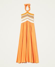 Robe longue avec rayures et plis Multicolore Melon/Dune/Ivoire Femme 221LB31NN-0S