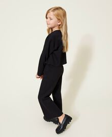 Jacquard jumper and trousers with logo Black Child 222GJ2271-02