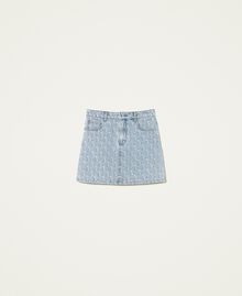 Mini-jupe en jean jacquard avec logo Denim Logo Femme 221AT232D-0S