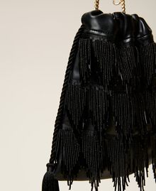 Sac modèle sacchetto avec franges de perles Noir Femme 212TD8130-05