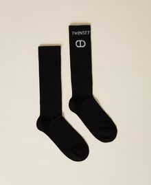 Terry socks with lurex logo Black Child 222GJ4560-01