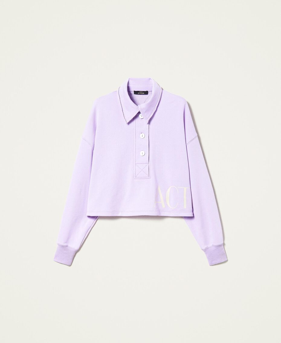 Sweat-shirt avec col polo et logo Violet « Pastel Lilac » Femme 221AT2051-0S