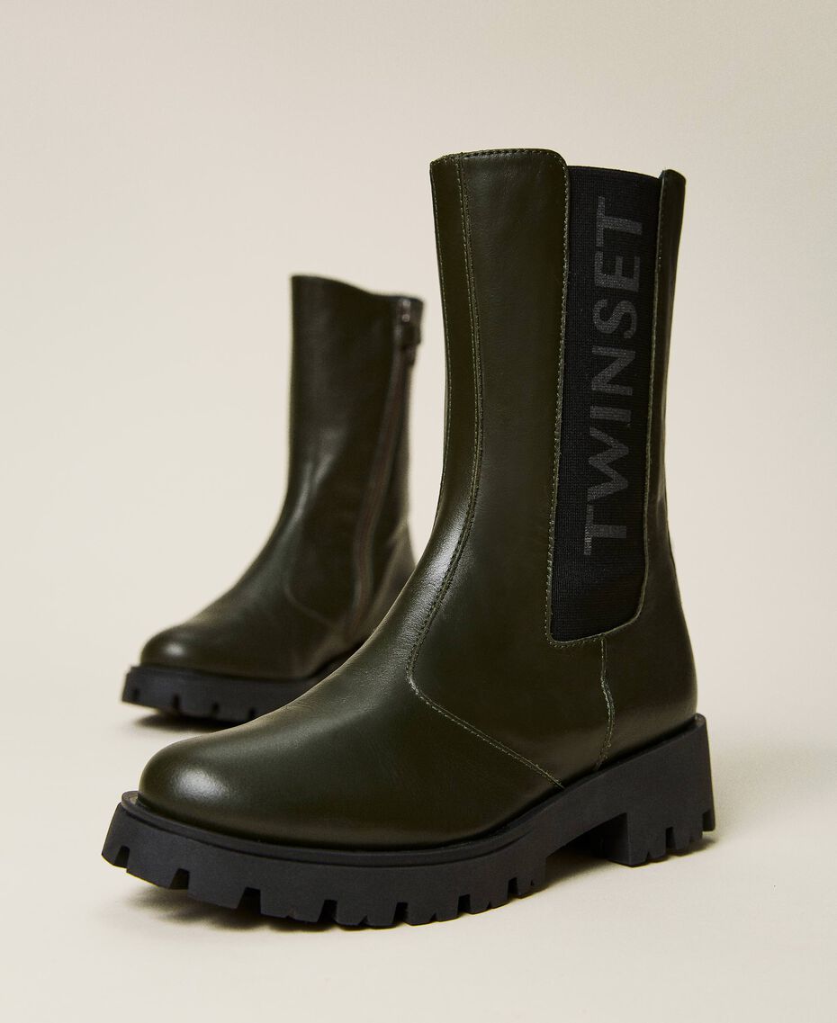 Chelsea boots with logo "Cypress" Green Child 222GCJ01A-01