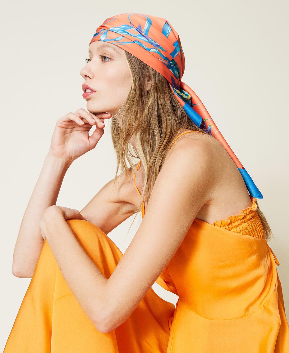 Foulard-bandana avec imprimé et logo Imprimé Coquillage Orange « Orange Sun » Femme 221LB4ZPP-0S