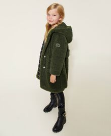 Faux fur long coat "Cypress" Green Child 222GJ220A-04