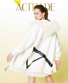 Scuba jacket with feathers White Gardenia Woman 221AT2393-01