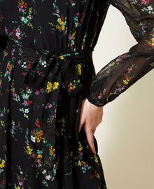 Long dress with floral logo print Oval T / Black Ramage Design Woman 222TT2531-04