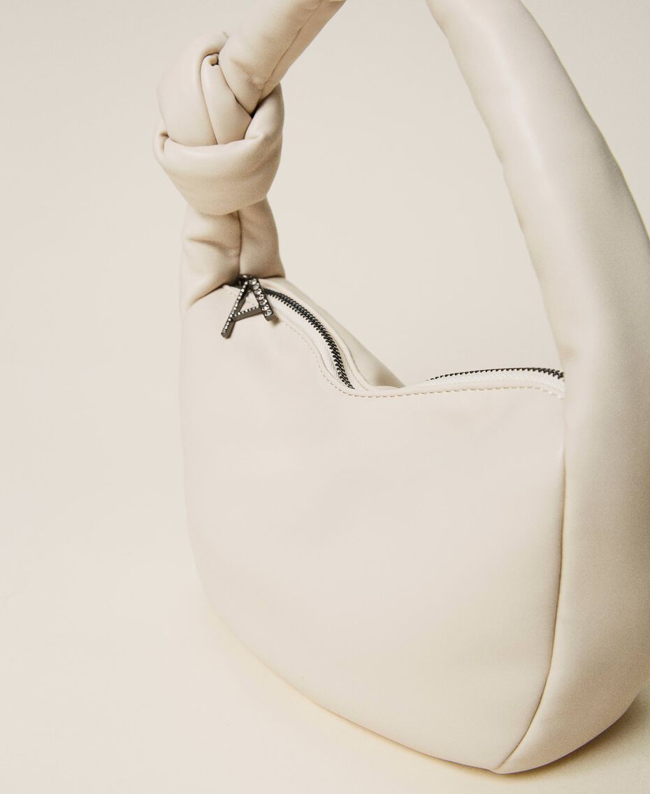 Mittelgroße Hobo-Tasche mit Knoten „Parchment“-Beige Frau 222AA7011-02