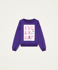 Boxy sweatshirt with print "Indigo" Purple Woman 222AP2153-0S