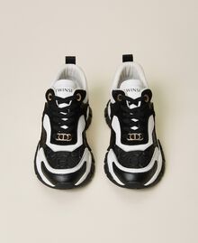 Running shoes with Oval T logo Multicolour Black Optical White Woman 222TCT200-05