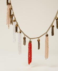 Halskette mit Perlchenquasten „Kupfriges Altmessing“-Gold Frau 212TA401H-02