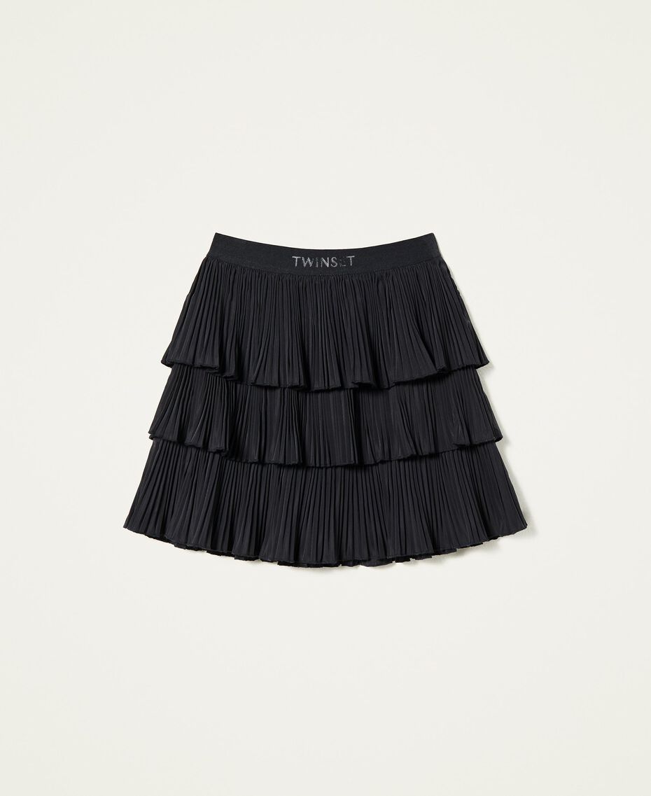 Pleated taffeta skirt Black Child 222GJ2360-0S