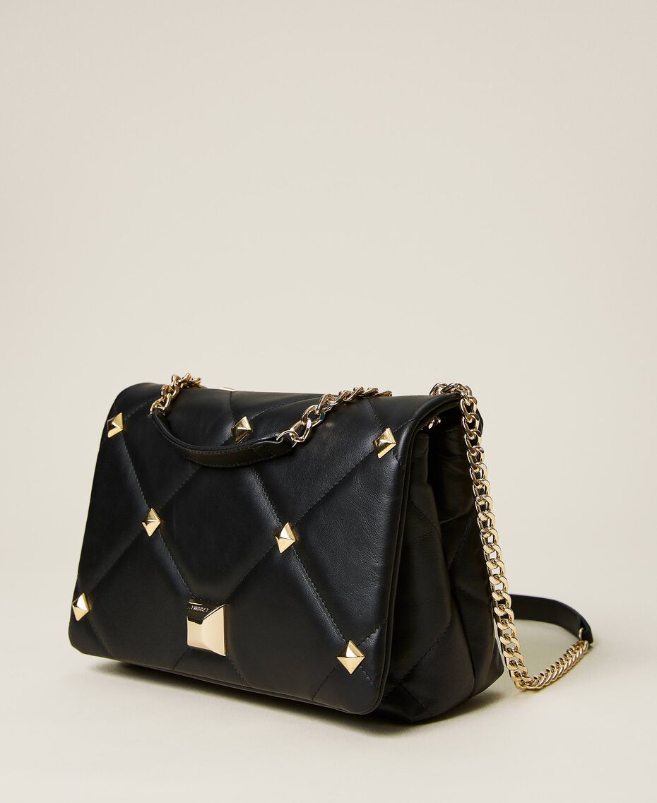 'Cara’ studded leather shoulder bag Black Woman 221TB7301-02