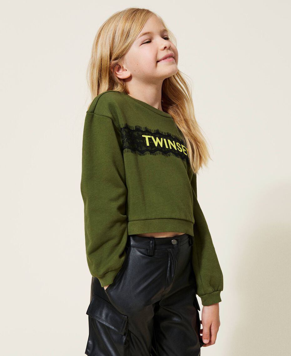 Sweatshirt with logo and lace "Cypress" Green Child 222GJ2121-02