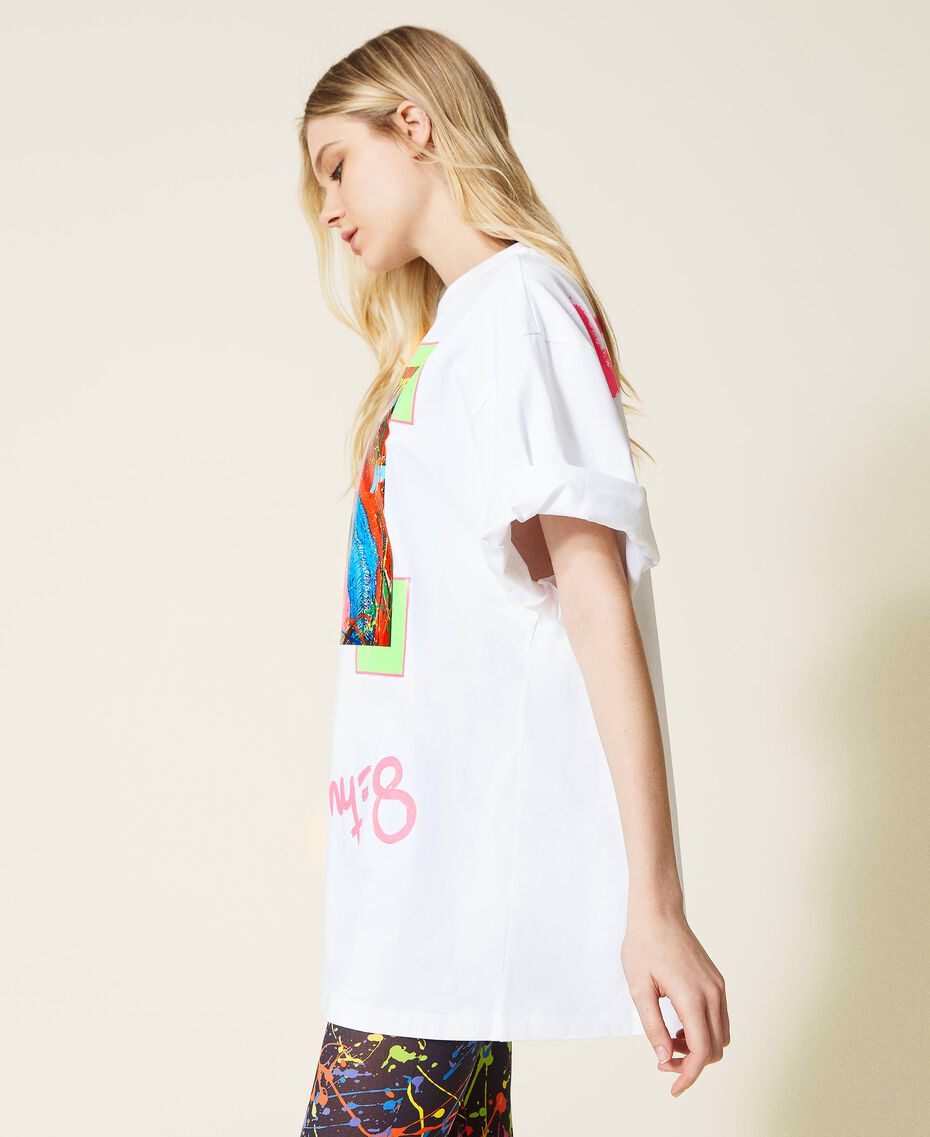 T-shirt Myfo con stampa panda Bianco Unisex 999AQ2094-02