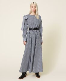 Robe longue en Vichy Bicolore Blanc Cassé / Noir Femme 221AT2252-02