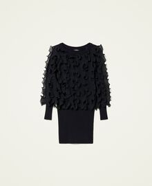 Knit dress with pleated ruffles Black Woman 222AP3230-0S