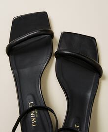Leather sandals with kitten heels Black Woman 222TCP204-04